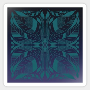 Blue and Purple Symmetrical Leaves Design Sticker